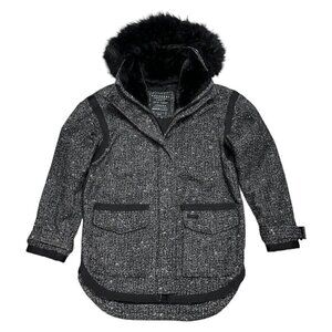 Superdry Black and Gray Pea Coat